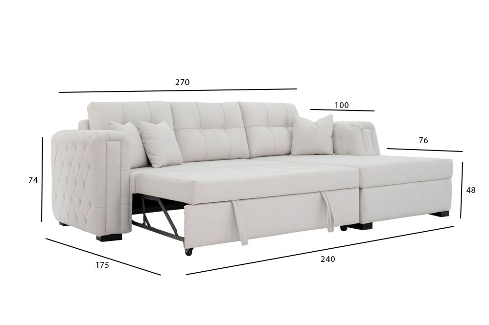 L Shaper Storage Sofa Bed